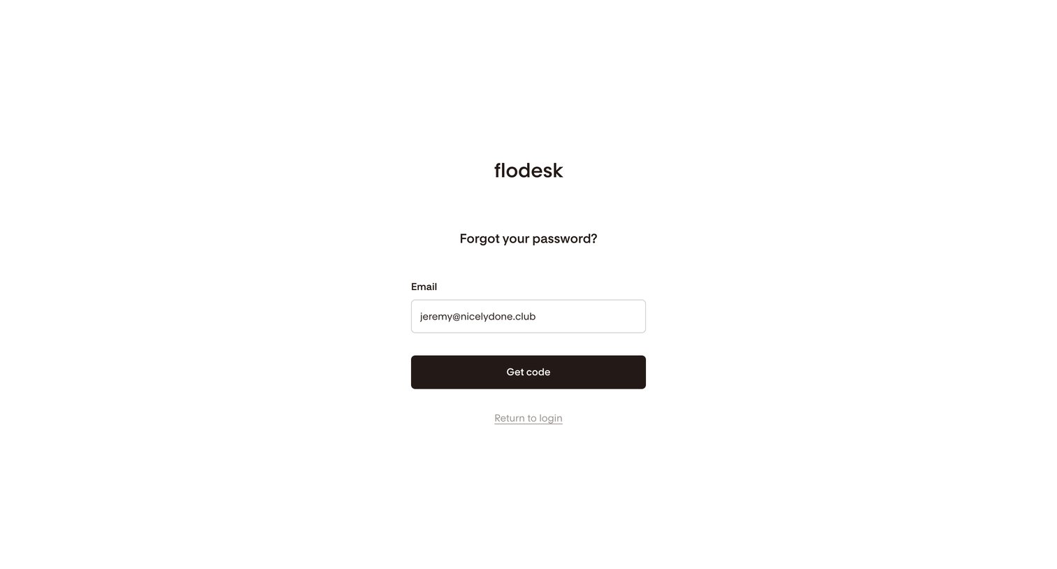 Flodesk - Forgot password | Flodesk screen