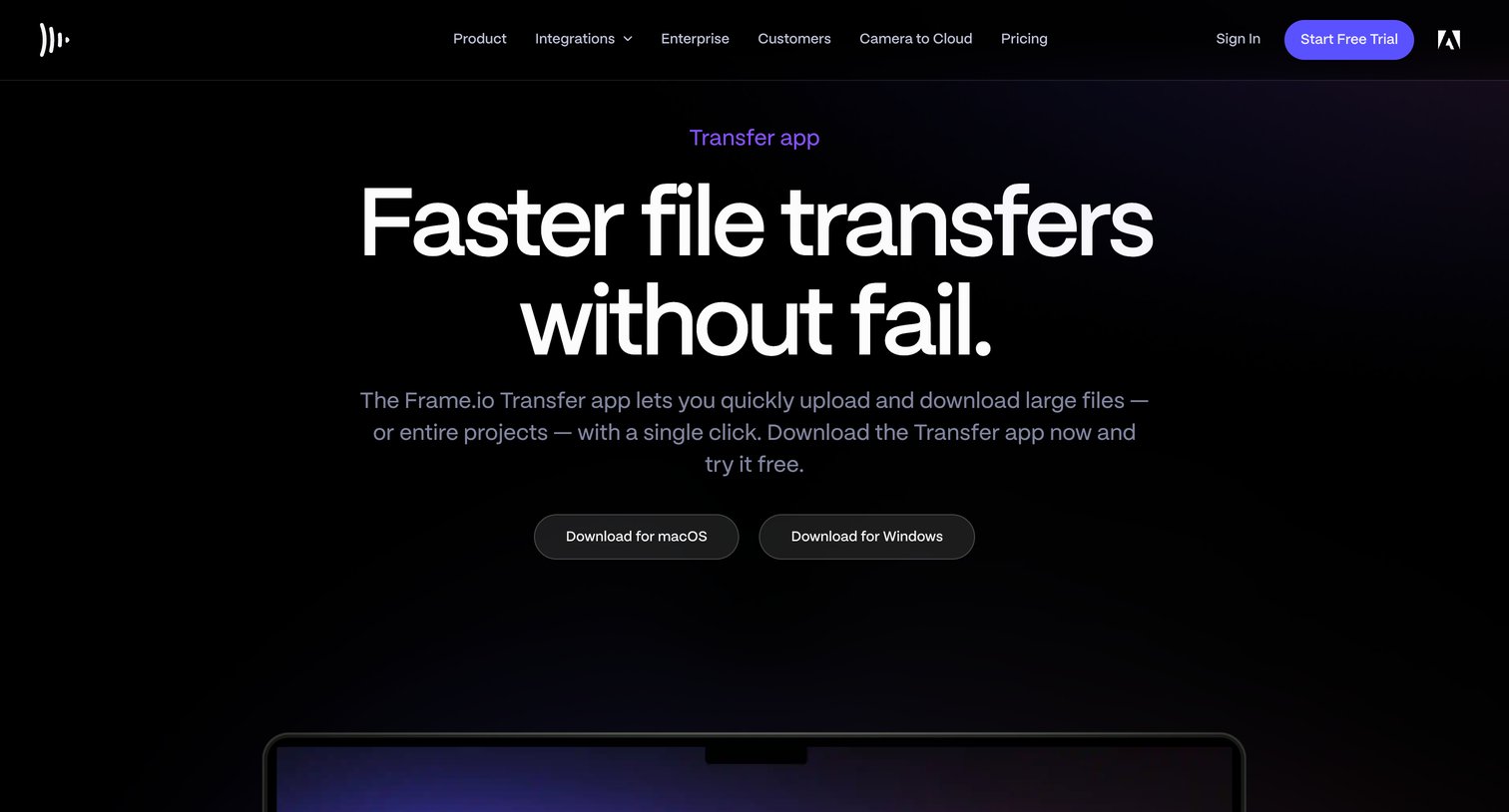 Frame.io - Frame.io | Transfer screen