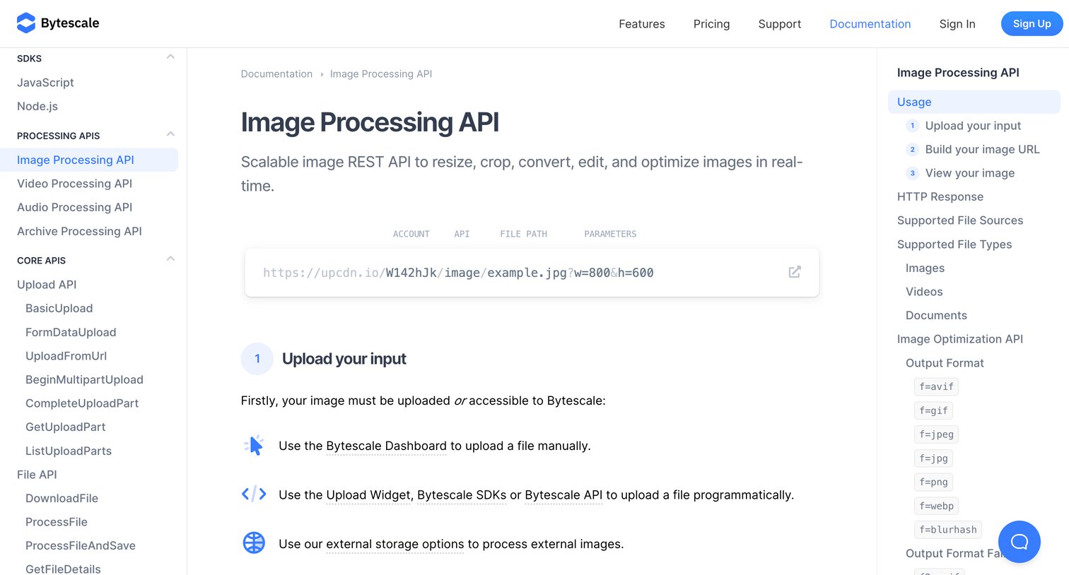 Bytescale - Image Processing API Optimize, Compress, Resize, and more screen
