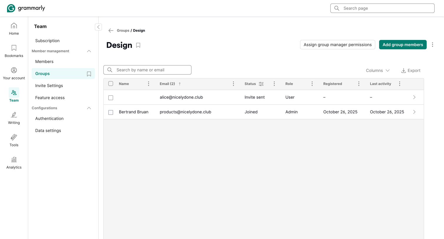 Grammarly - Account | Grammarly screen