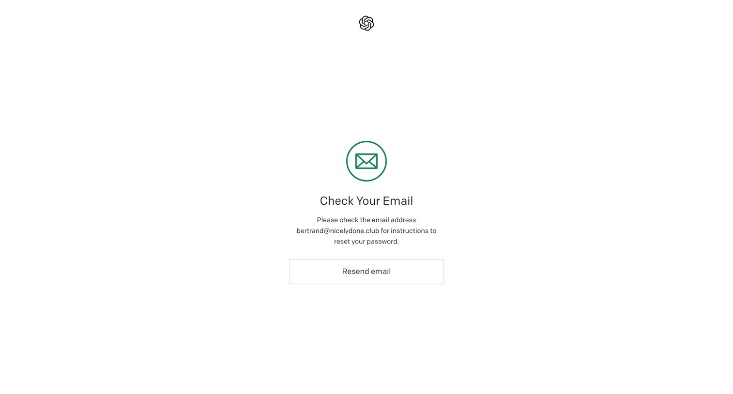 OpenAI - httpsauth0.openai.comureset-passwordrequestUsername-Password-Auth screen