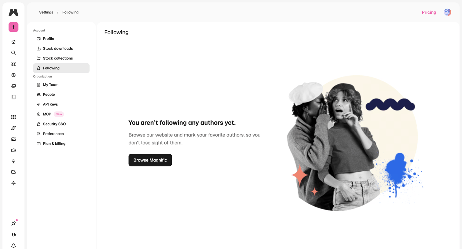 Magnific - Following - Magnific screen