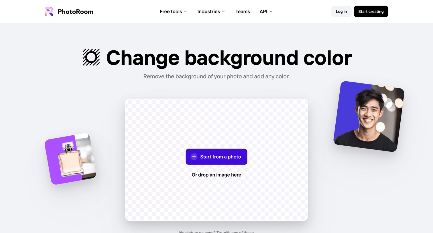 Photoroom - Change background color and remove background for free | PhotoRoom screen
