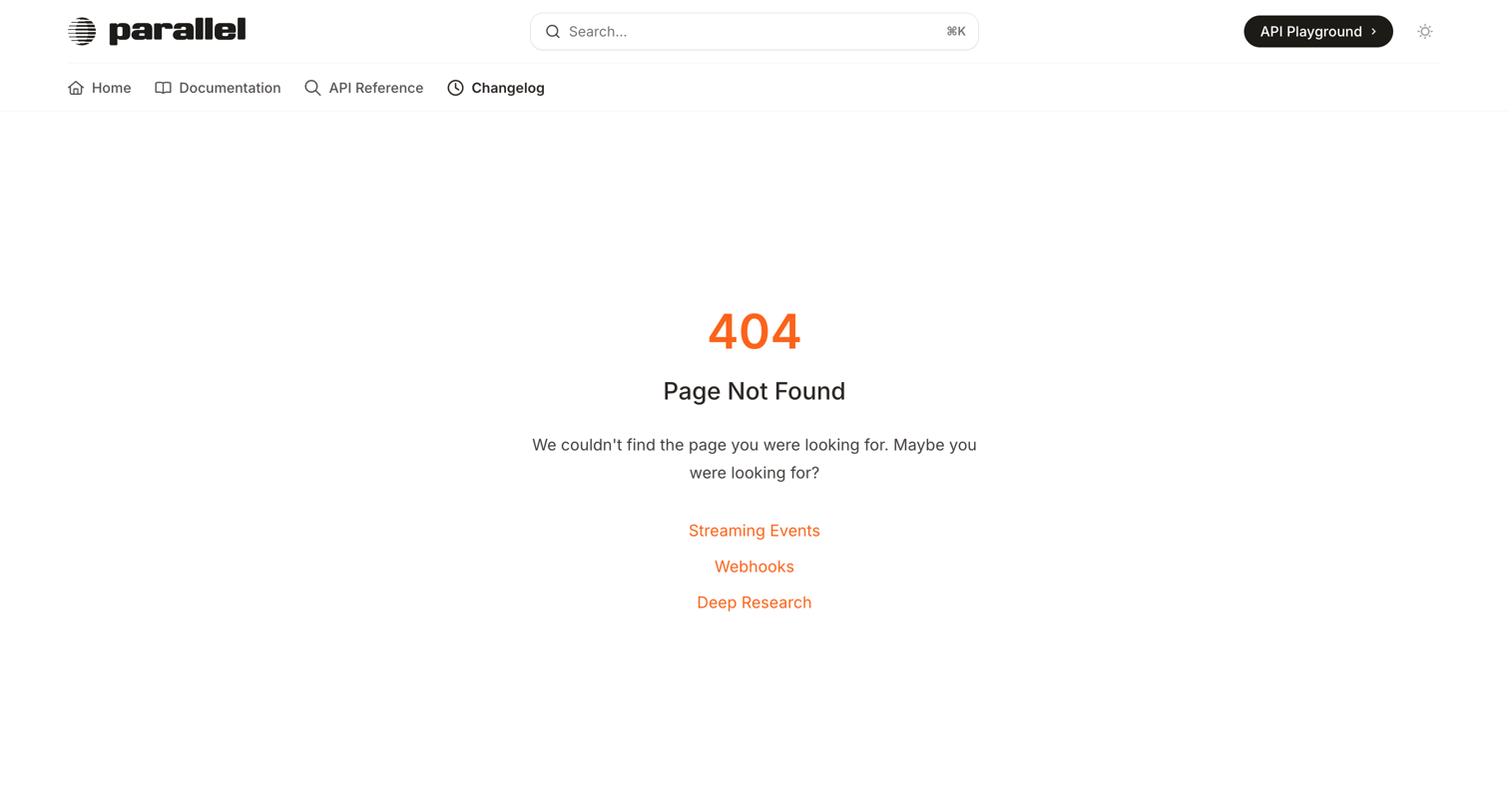 Parallel - Page Not Found screen