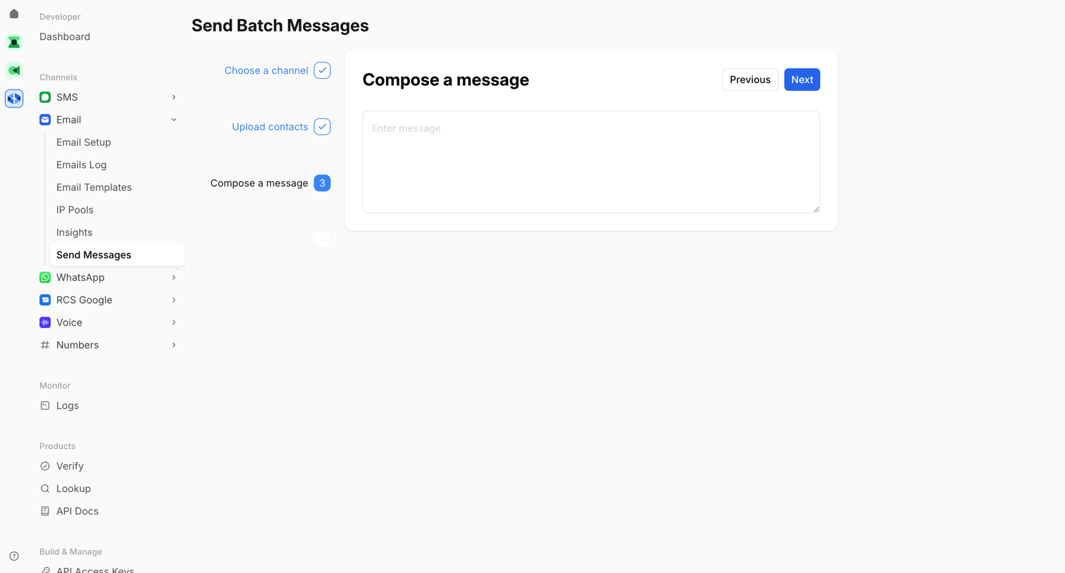 Bird - Send Batch Messages | Bird screen