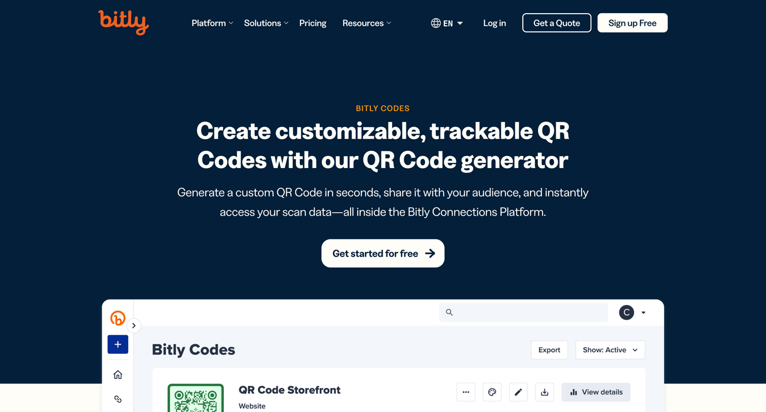 Bitly - Bitly Codes | QR Code Generator Software for Custom QR Codes screen
