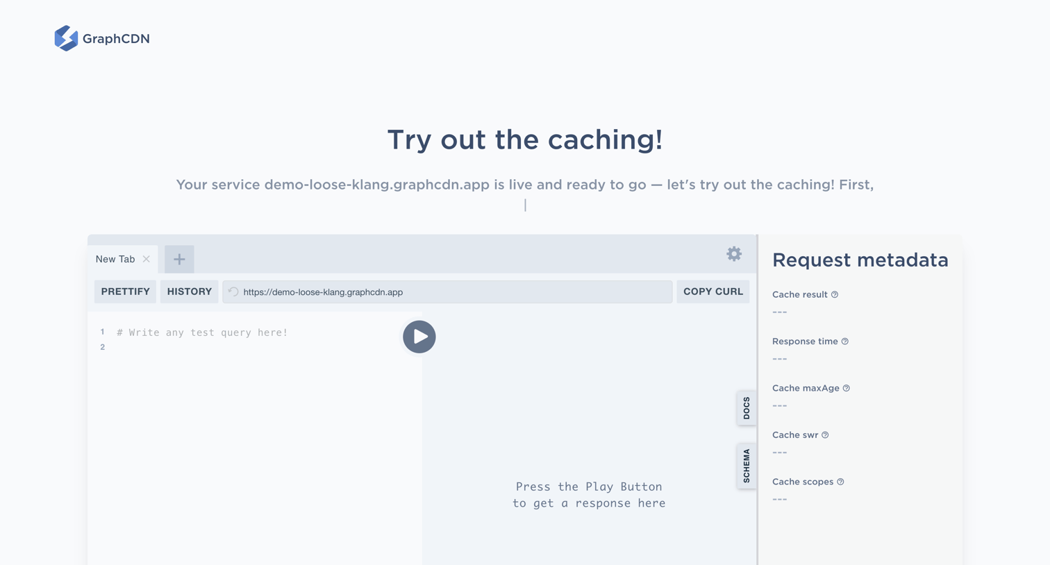 GraphCDN - Try out the caching screen