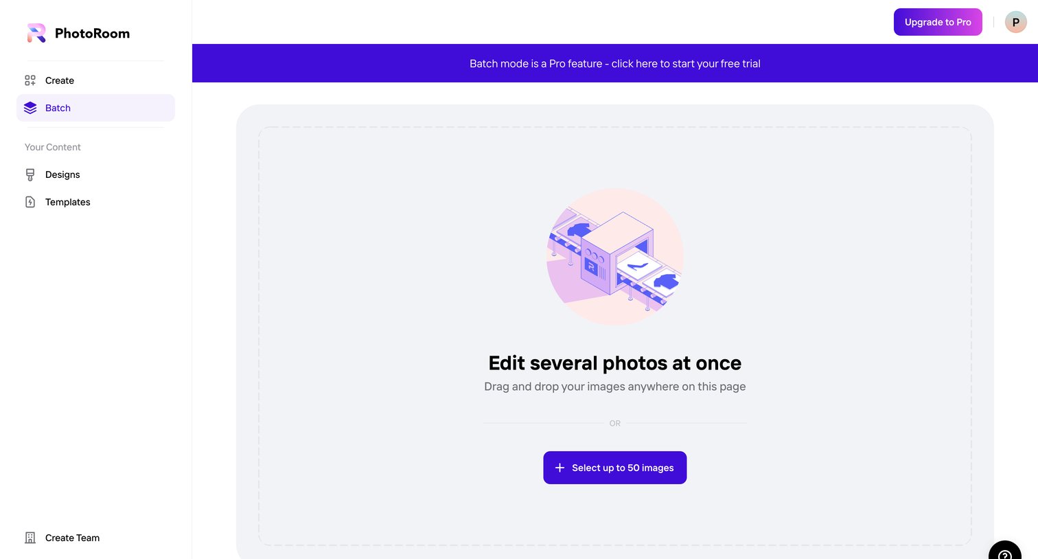 Photoroom - Batch - PhotoRoom screen