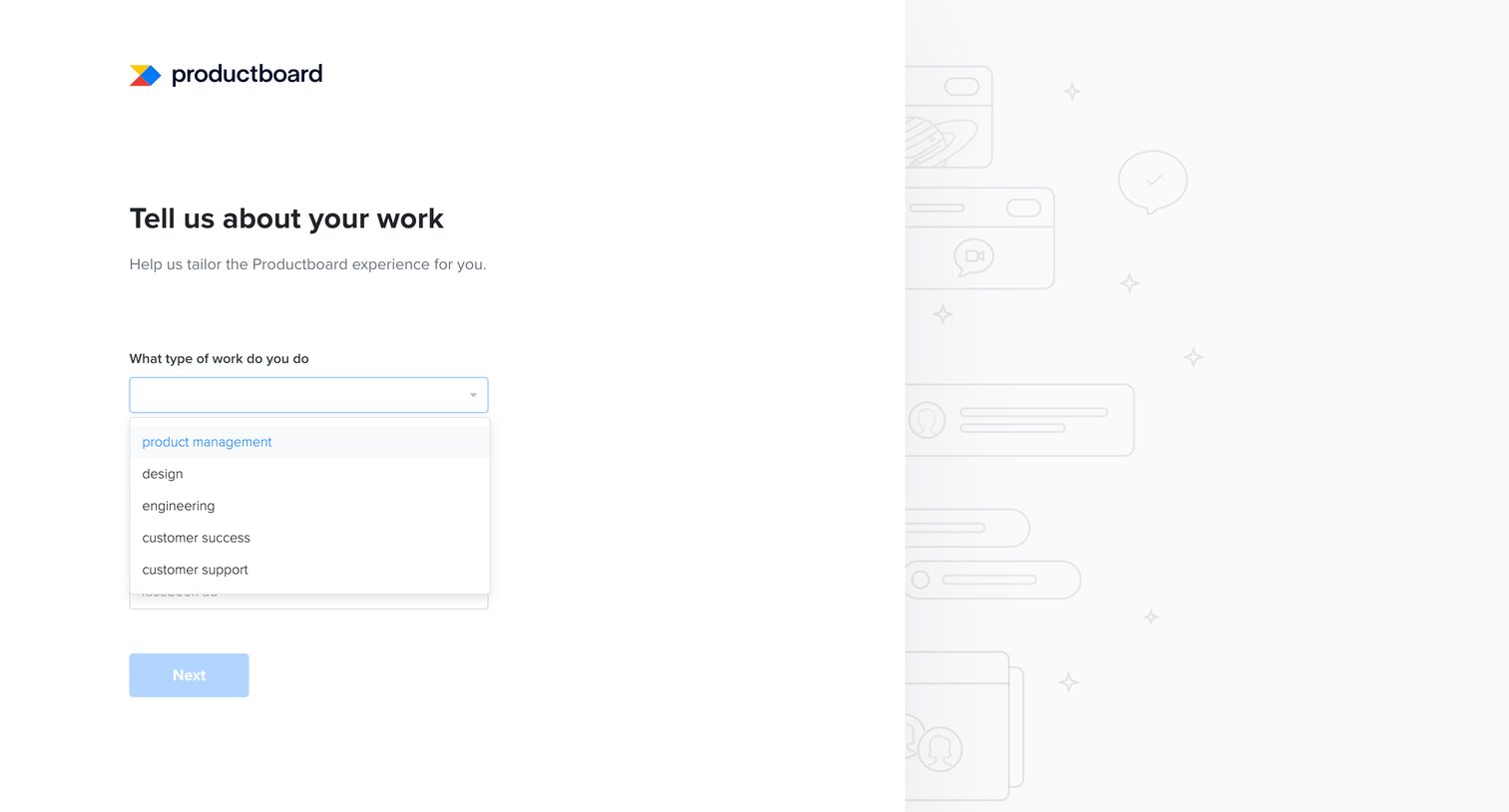Productboard - Productboard – Welcome screen