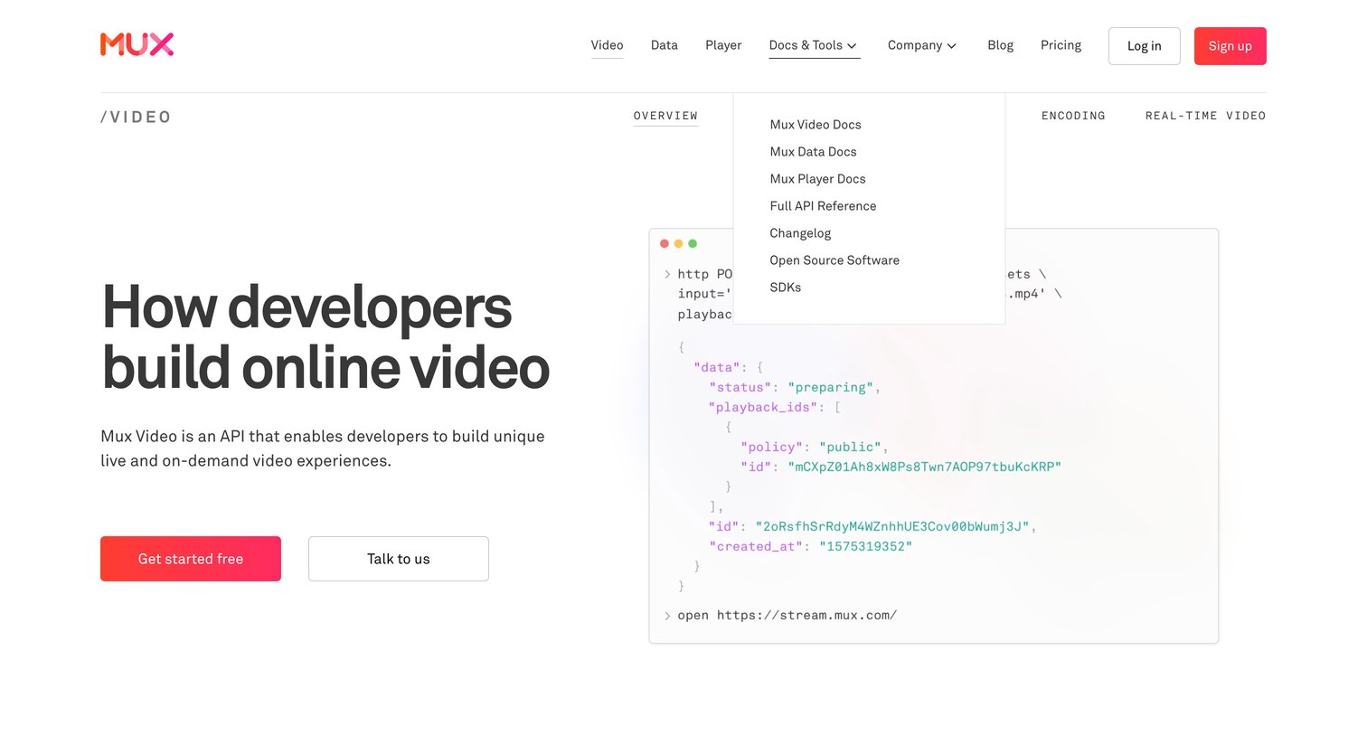 Mux - The API to Video | Mux screen
