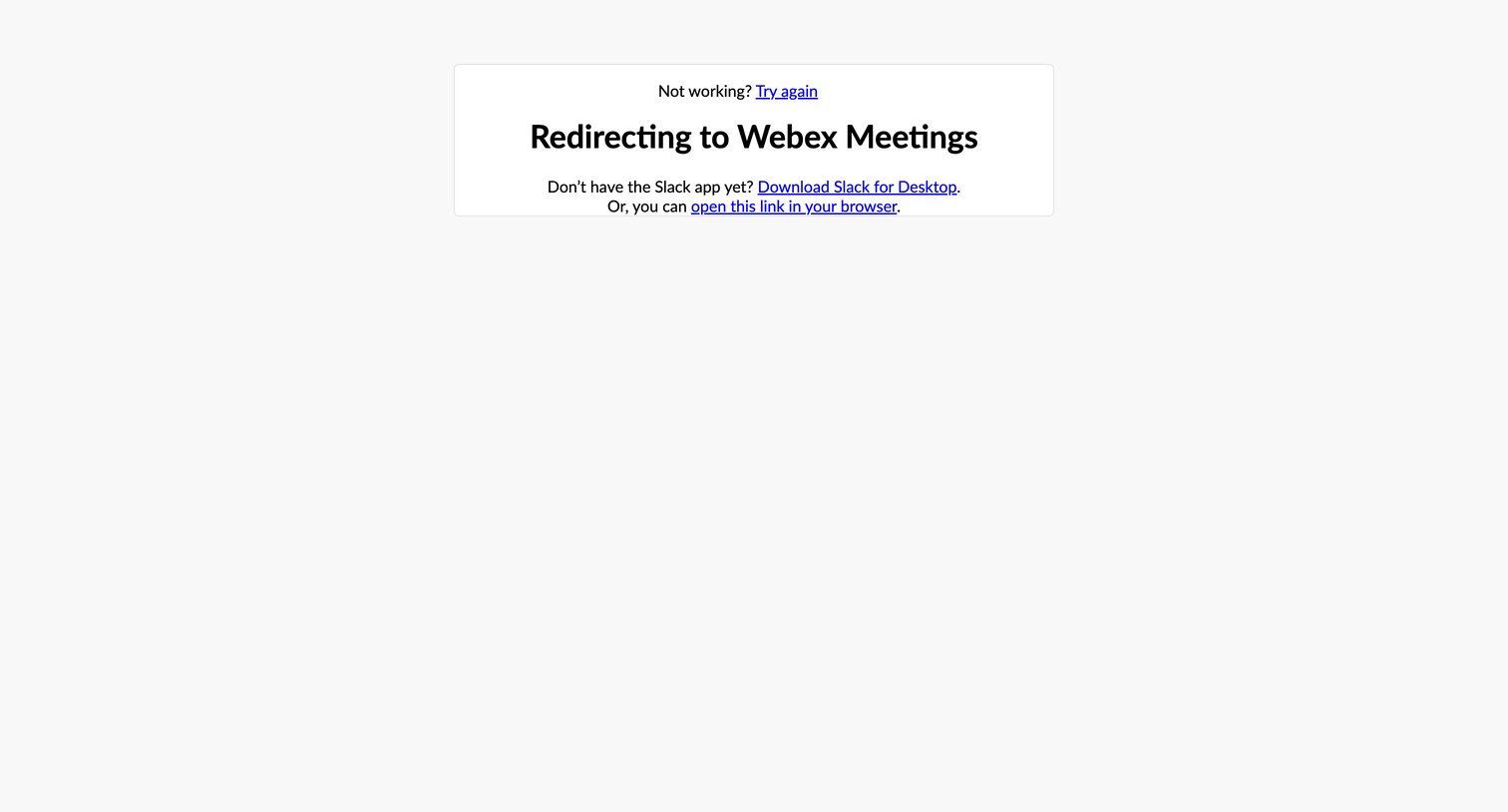 Slack - Redirecting to Webex Meetings | Nicelydone 01 Slack screen