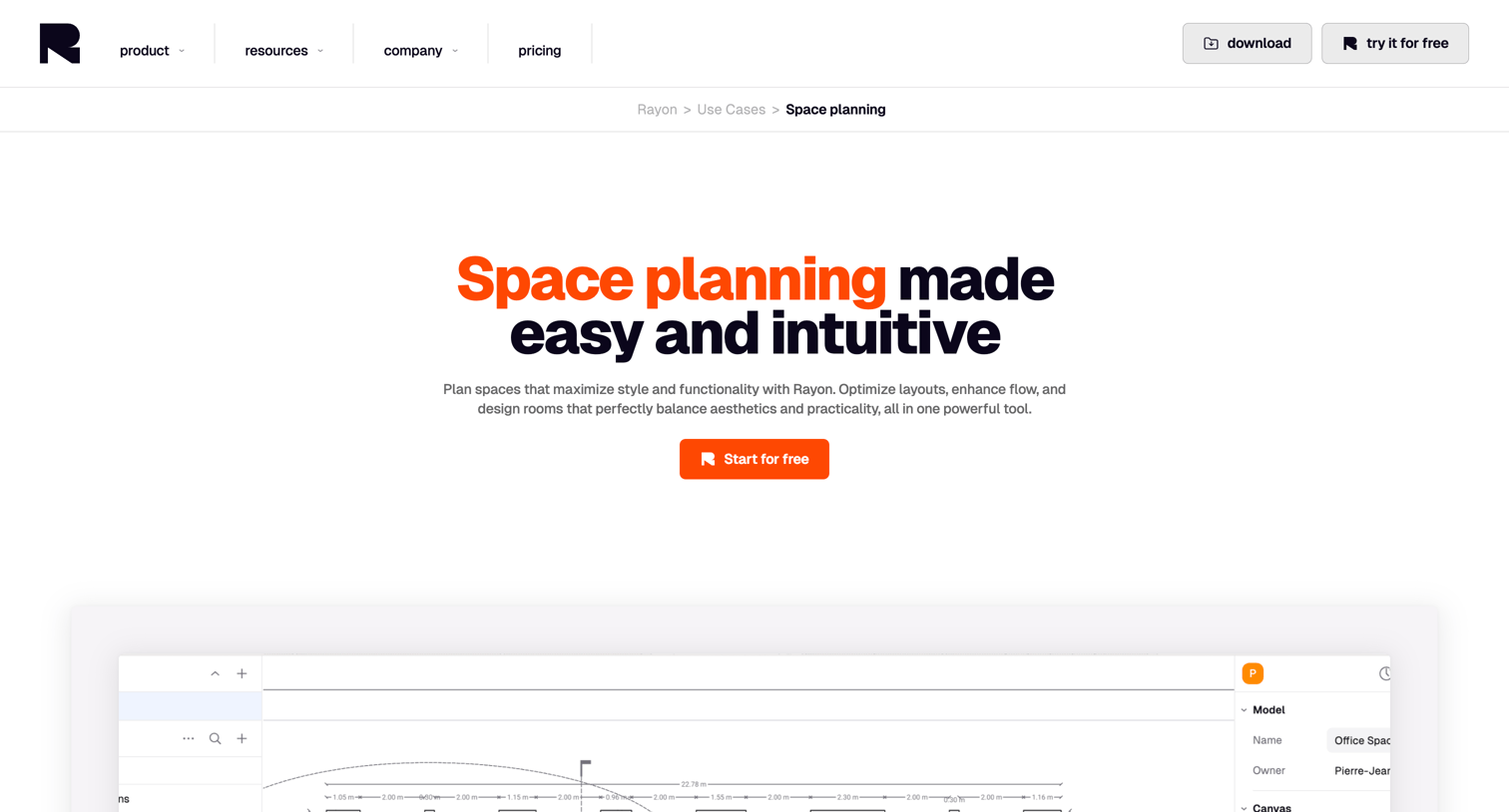Rayon - Space Planning Software | Create Efficient Room Layouts Rayon Ra screen