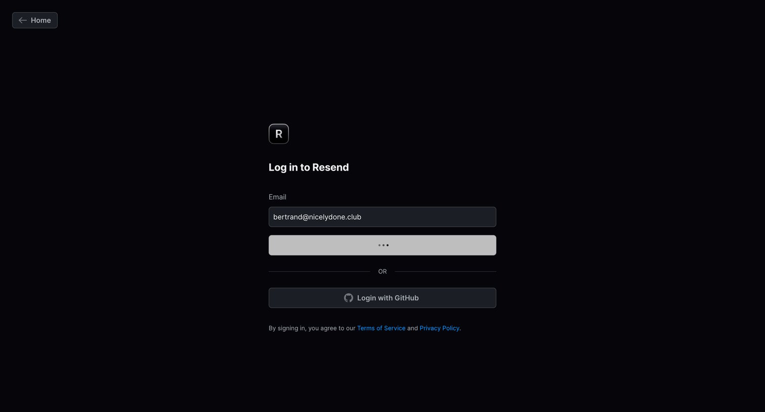 Resend - Login · Resend screen