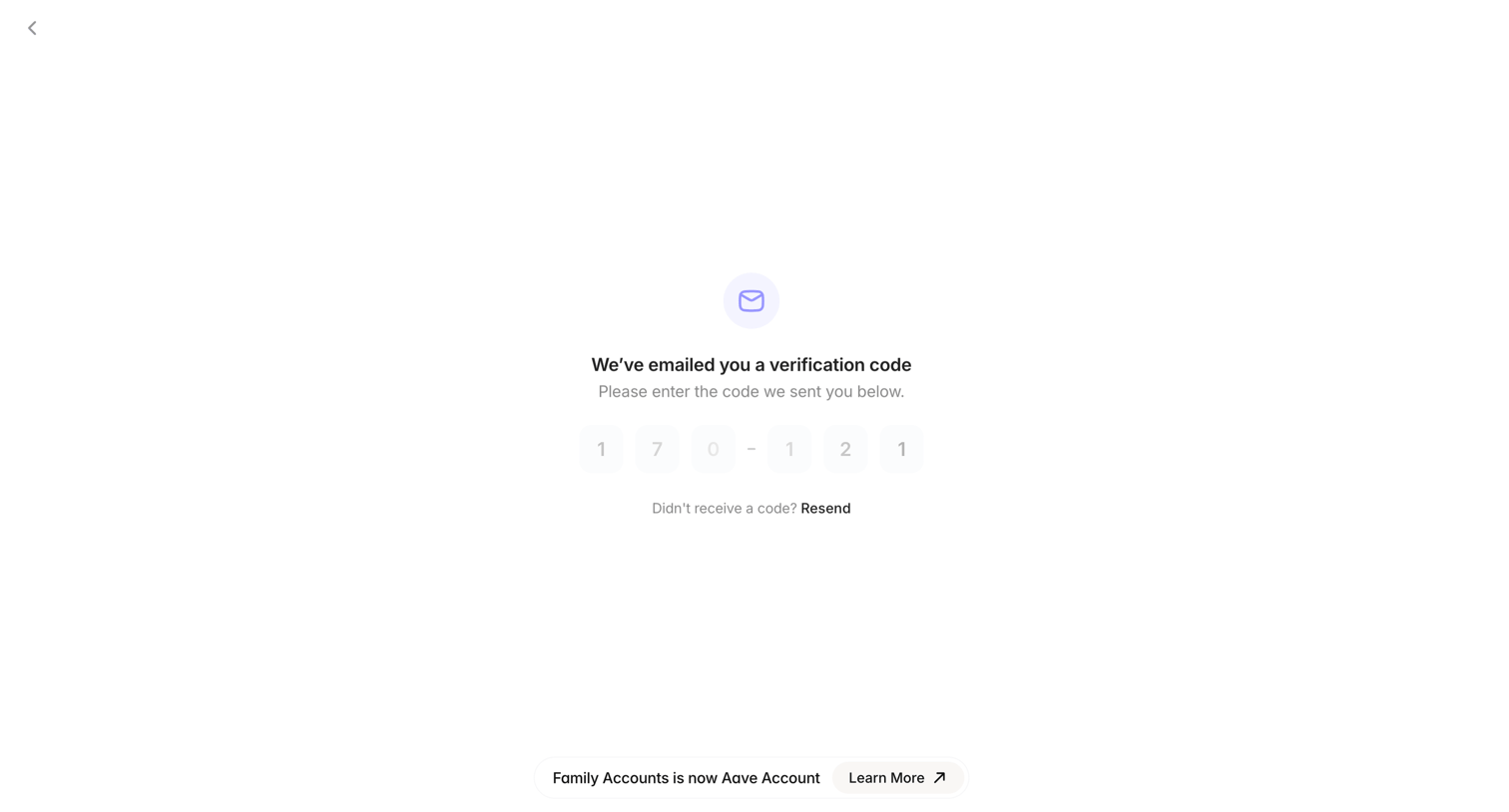 Family - Aave Account screen