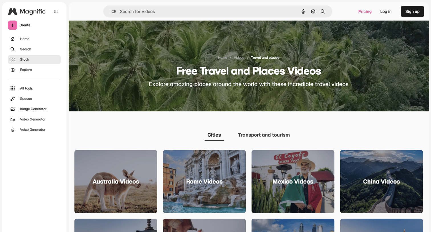 Magnific - Free Travel and Places Videos in HD and 4K to download | Magnific screen