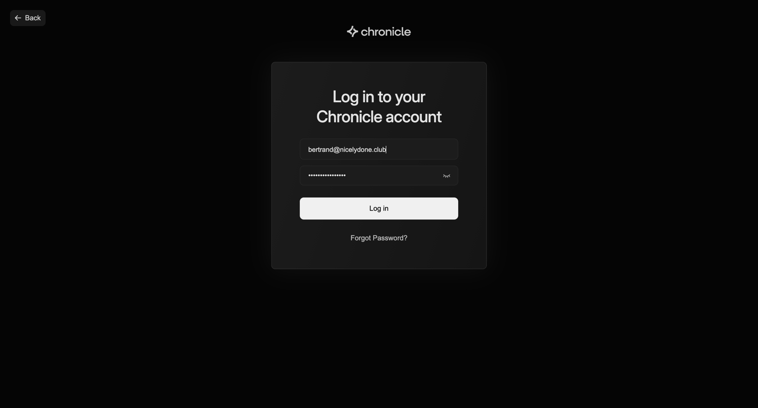 Chronicle - Sign In with Auth0 screen
