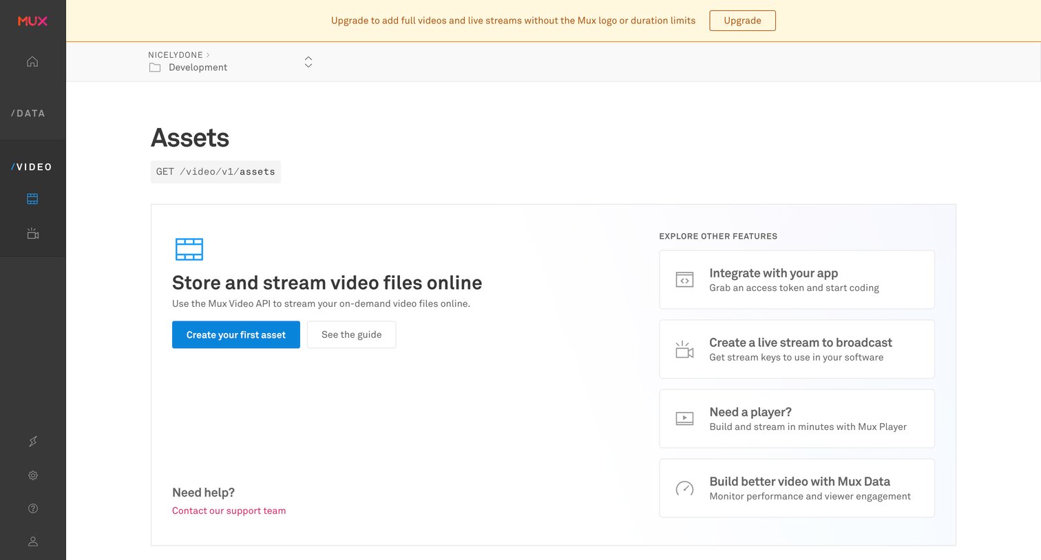 Mux - Video | Assets Mux screen
