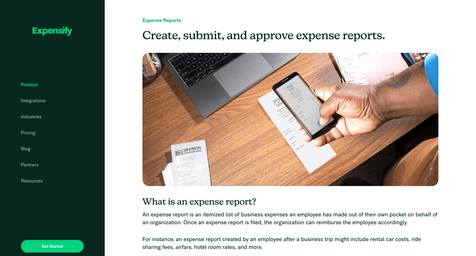 Expensify - Expense Reports - Create, Submit, Approve - Automated Expense Rep screen