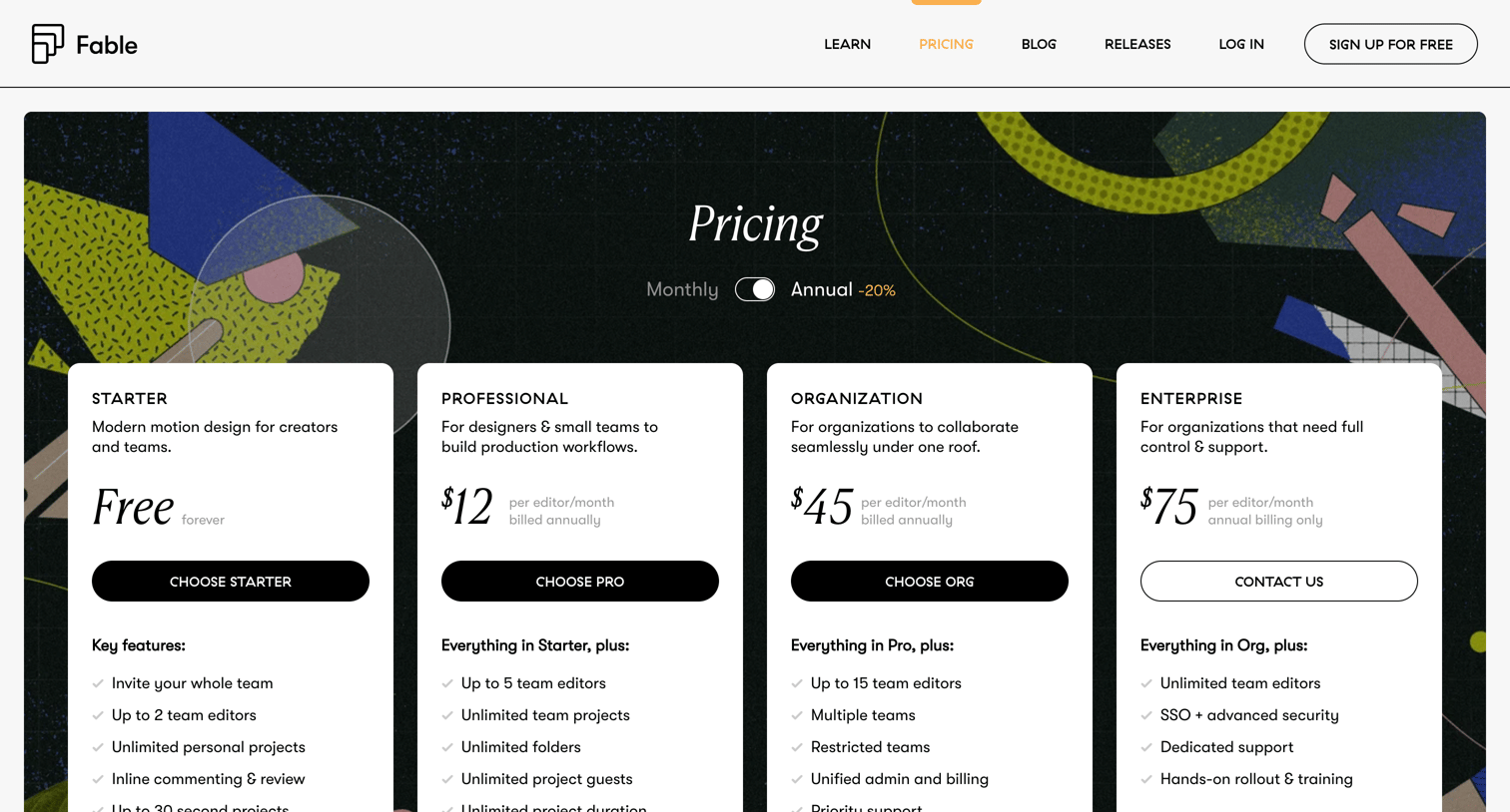 Plans, Pricing and Membership | Fable from Fable