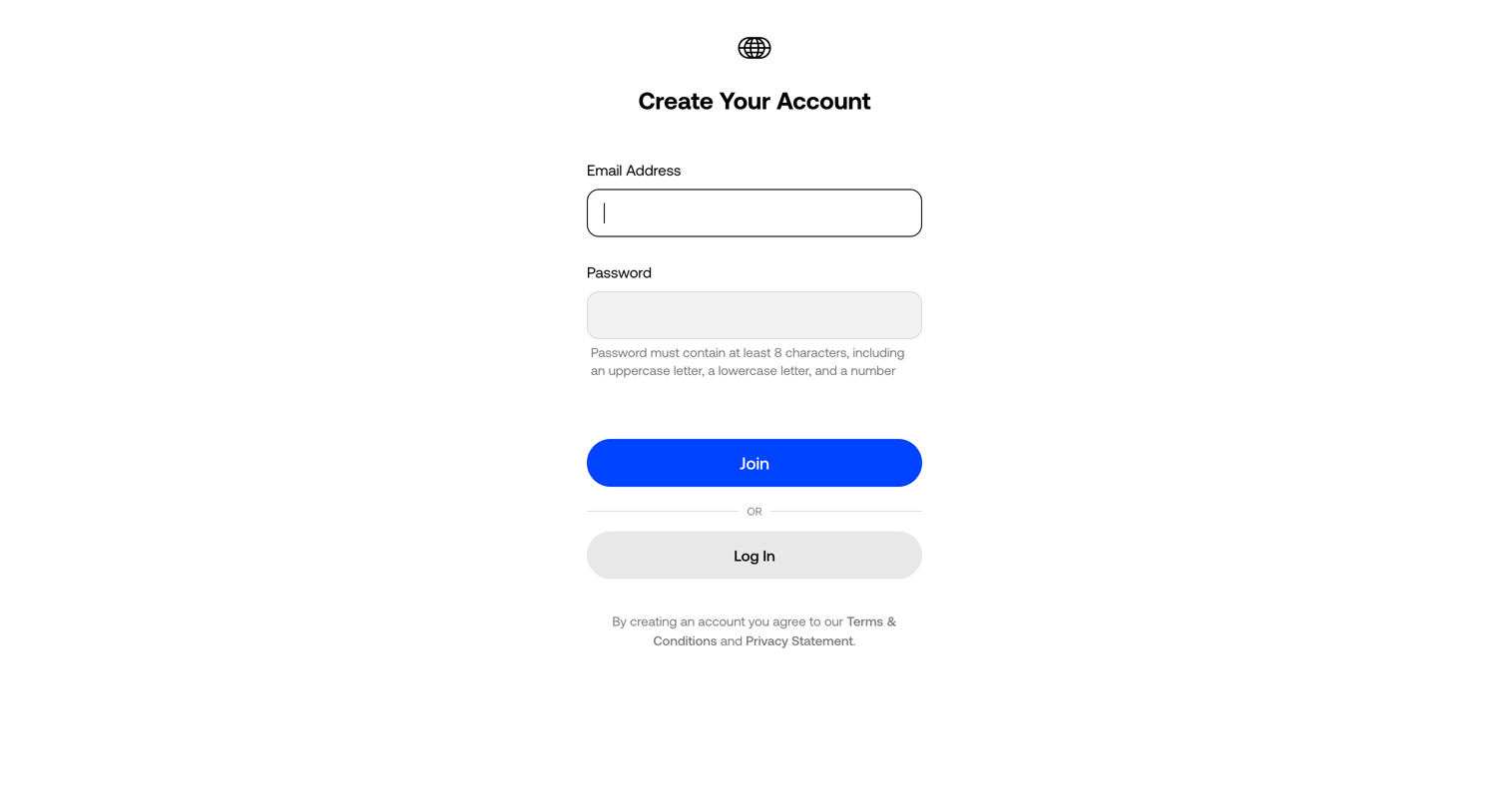 Universe - Sign Up | Universe screen