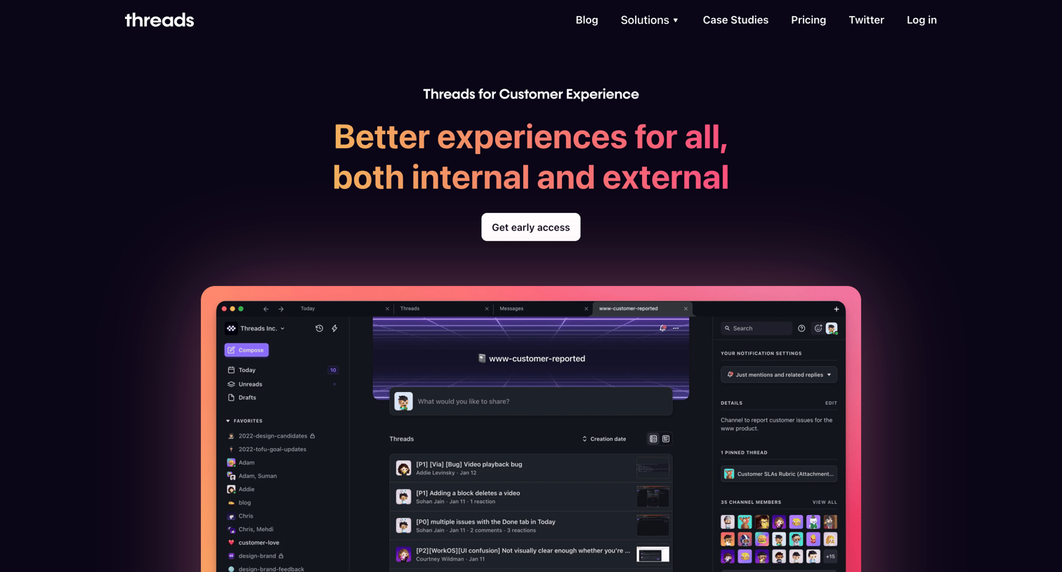 Threads - Threads for Customer Experience screen