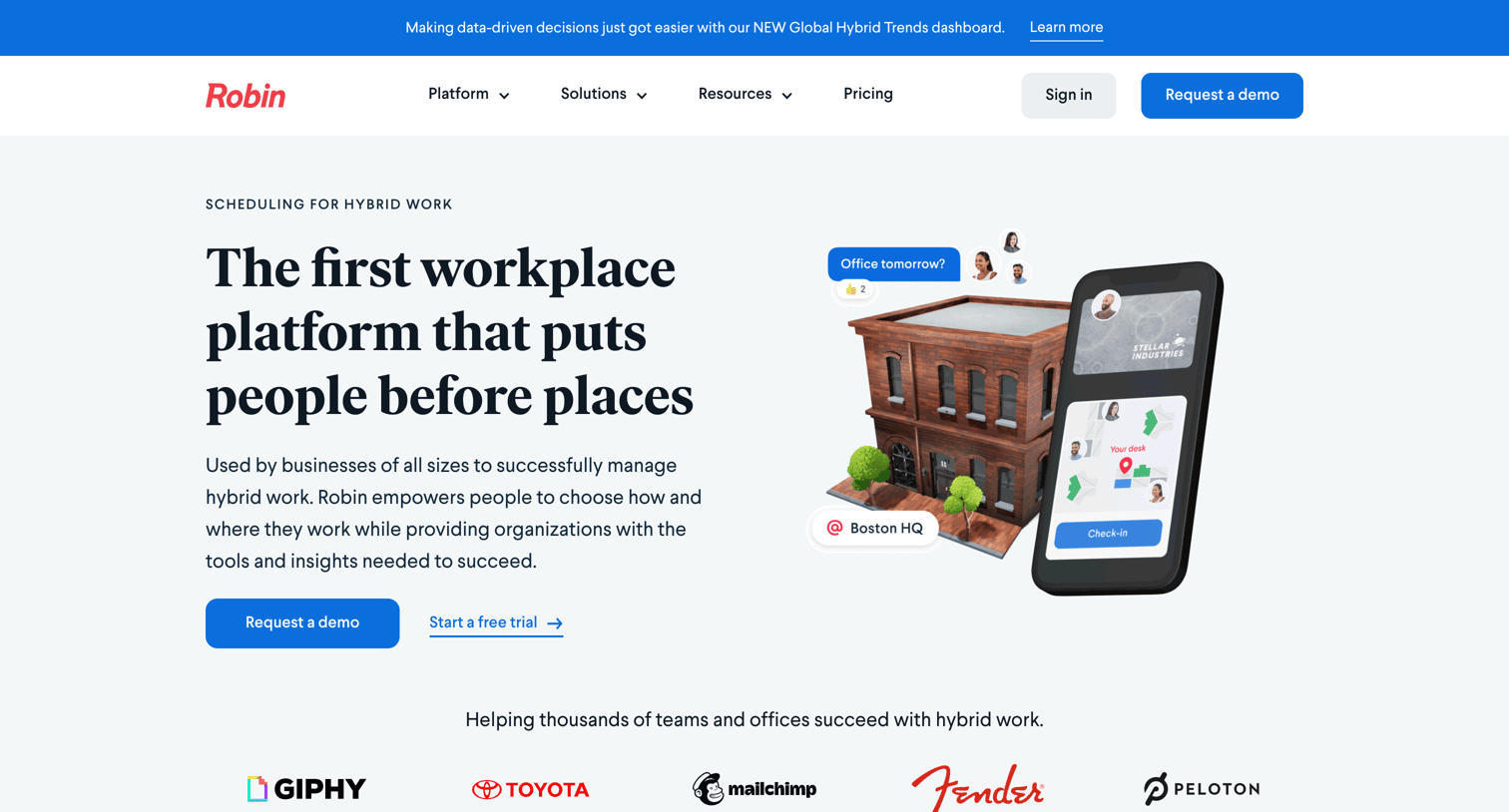 Robin - Desk Booking Software, Conference Room Scheduling | Workplace Anal screen