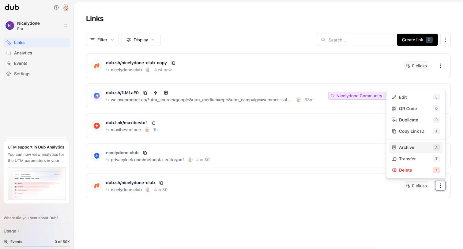 Dub - Dub.co - Link Management for Modern Marketing Teams screen