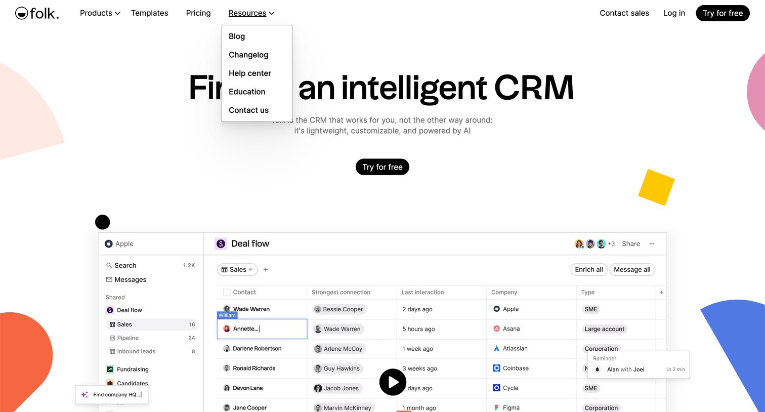 Folk - Finally, an intelligent CRM screen