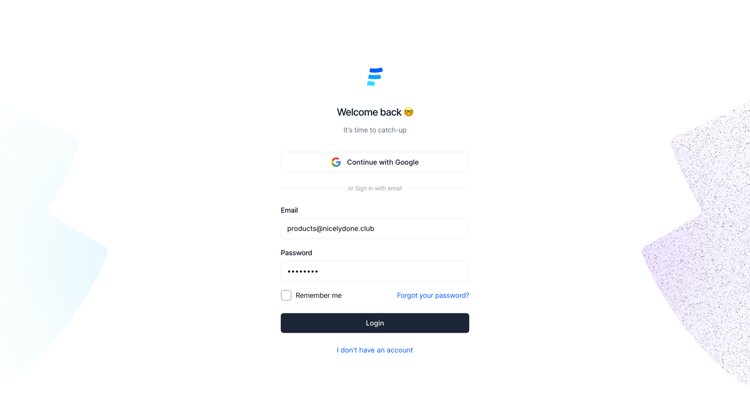 Formcarry - Welcome Back - Formcarry screen