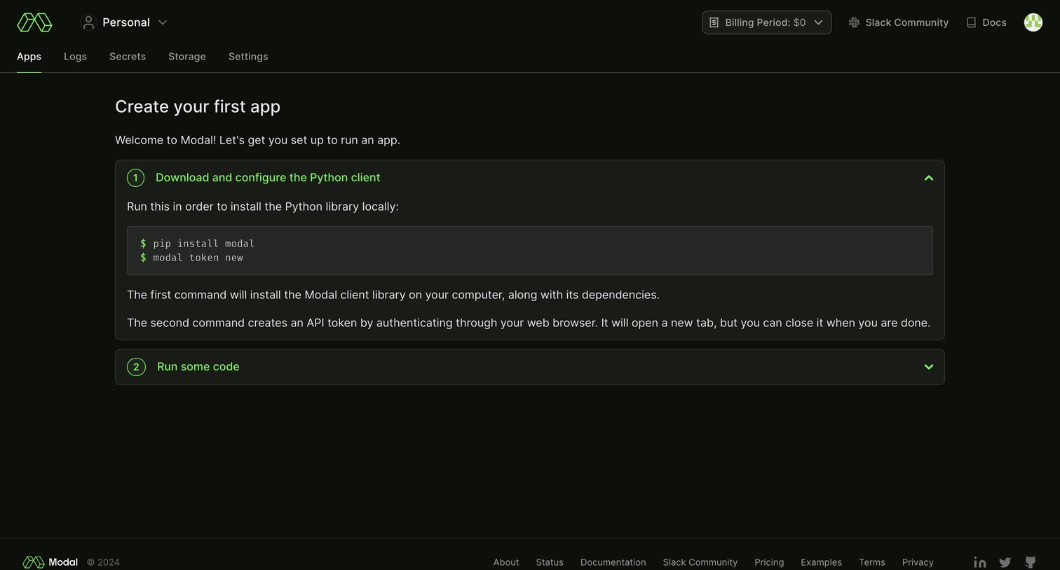Modal screen