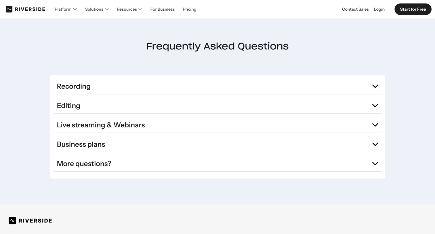 Riverside - Frequently Asked Questions – Riverside Help Center screen