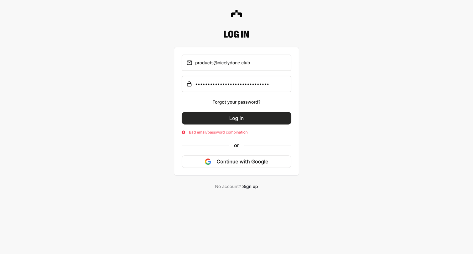 The org - Log in | The Org screen