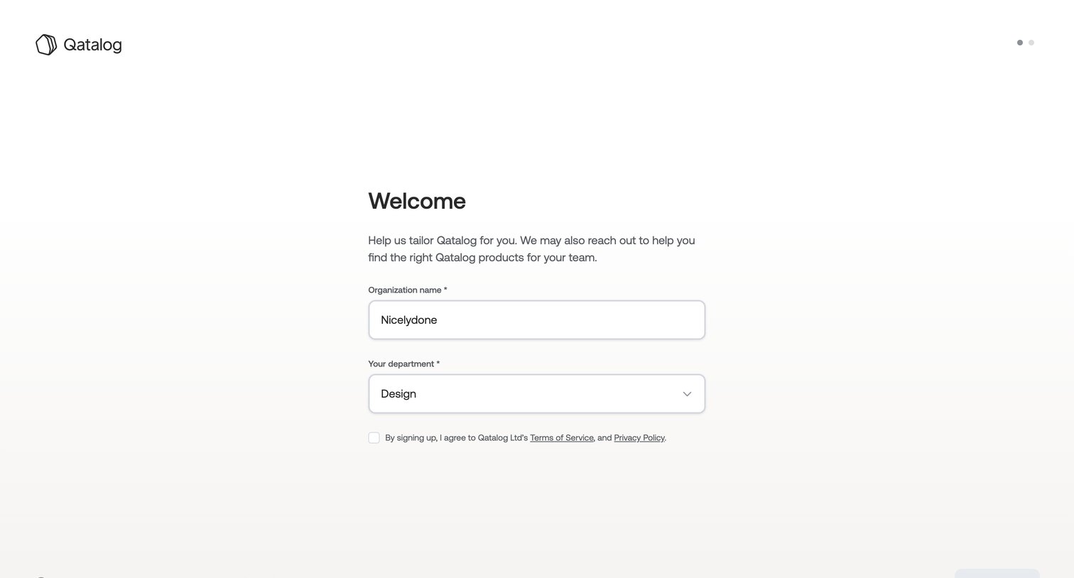 Qatalog screen