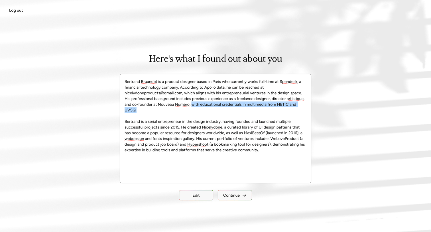 Cofounder screen