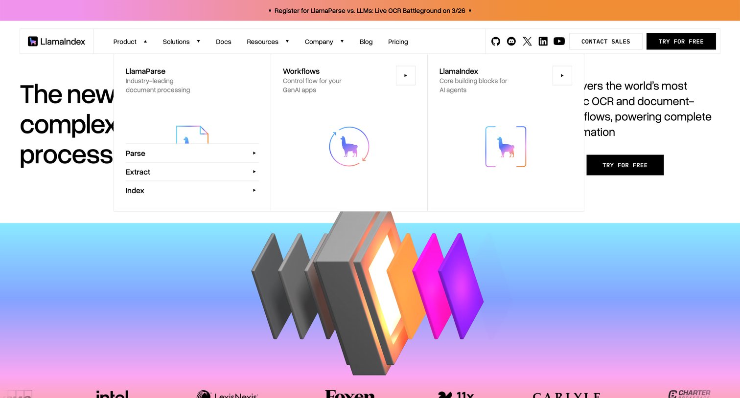 Llamaindex - LlamaIndex AI Agents for Document OCR + Workflows screen