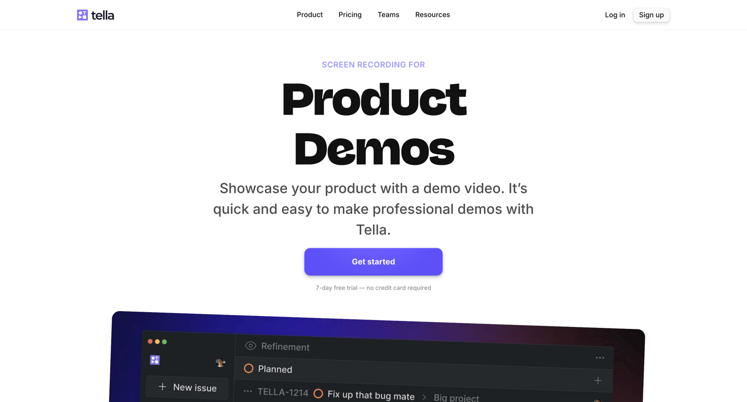 Tella - Create Product Demos with Tella screen