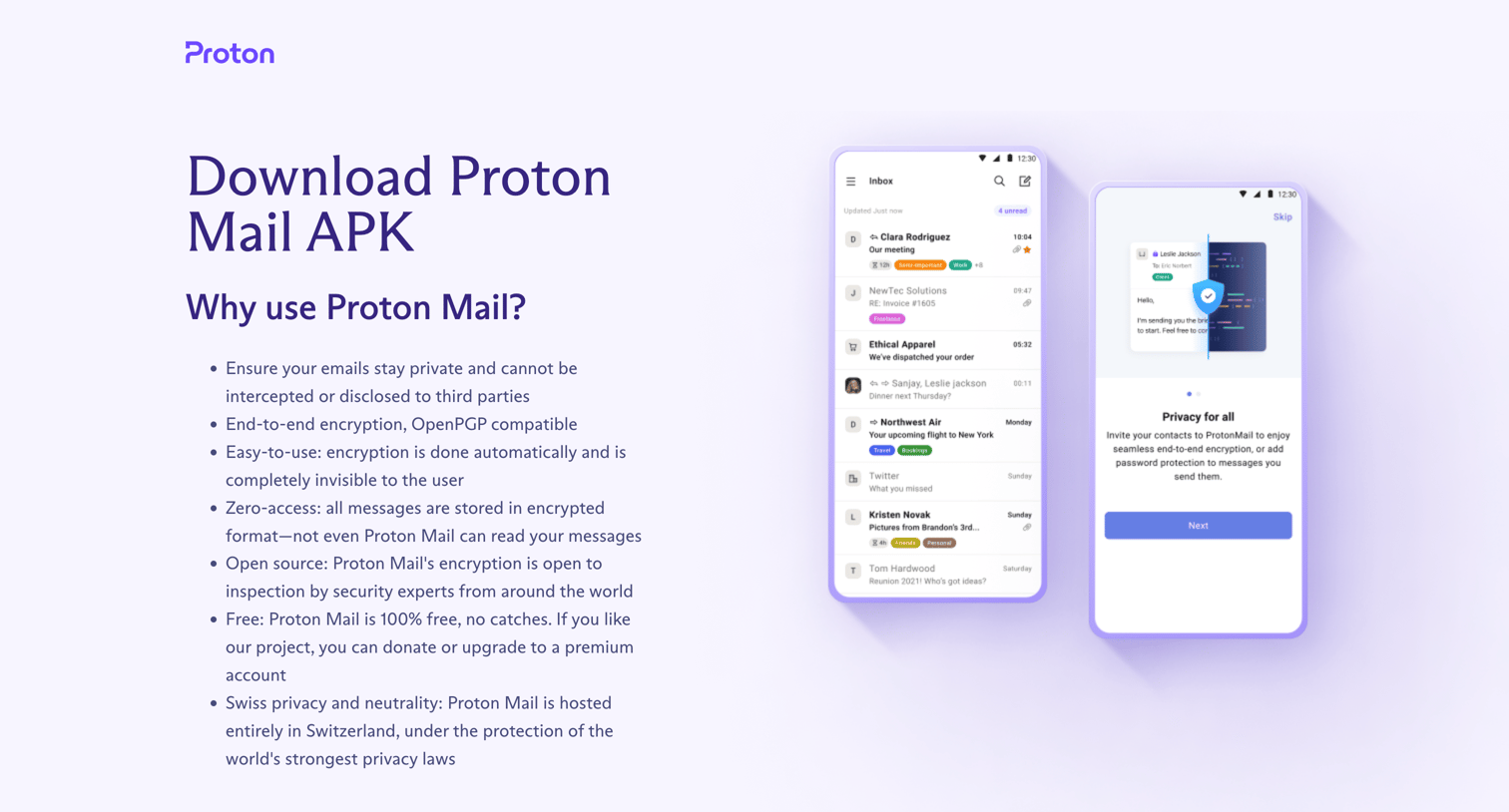 Proton - Proton Mail APK - Android App Download screen