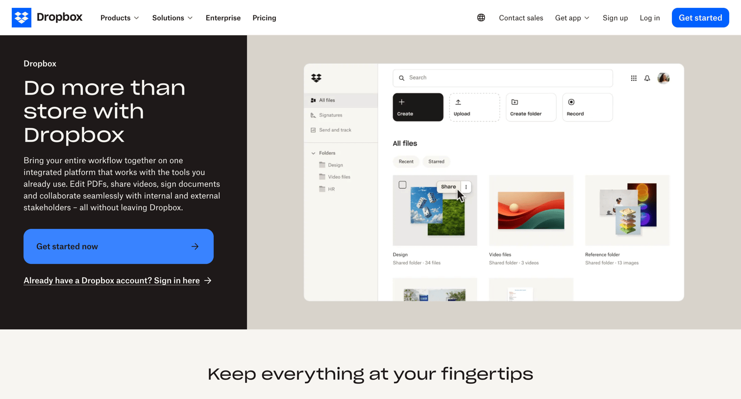 Dropbox - Organised, Secure, Always Accessible - Dropbox screen