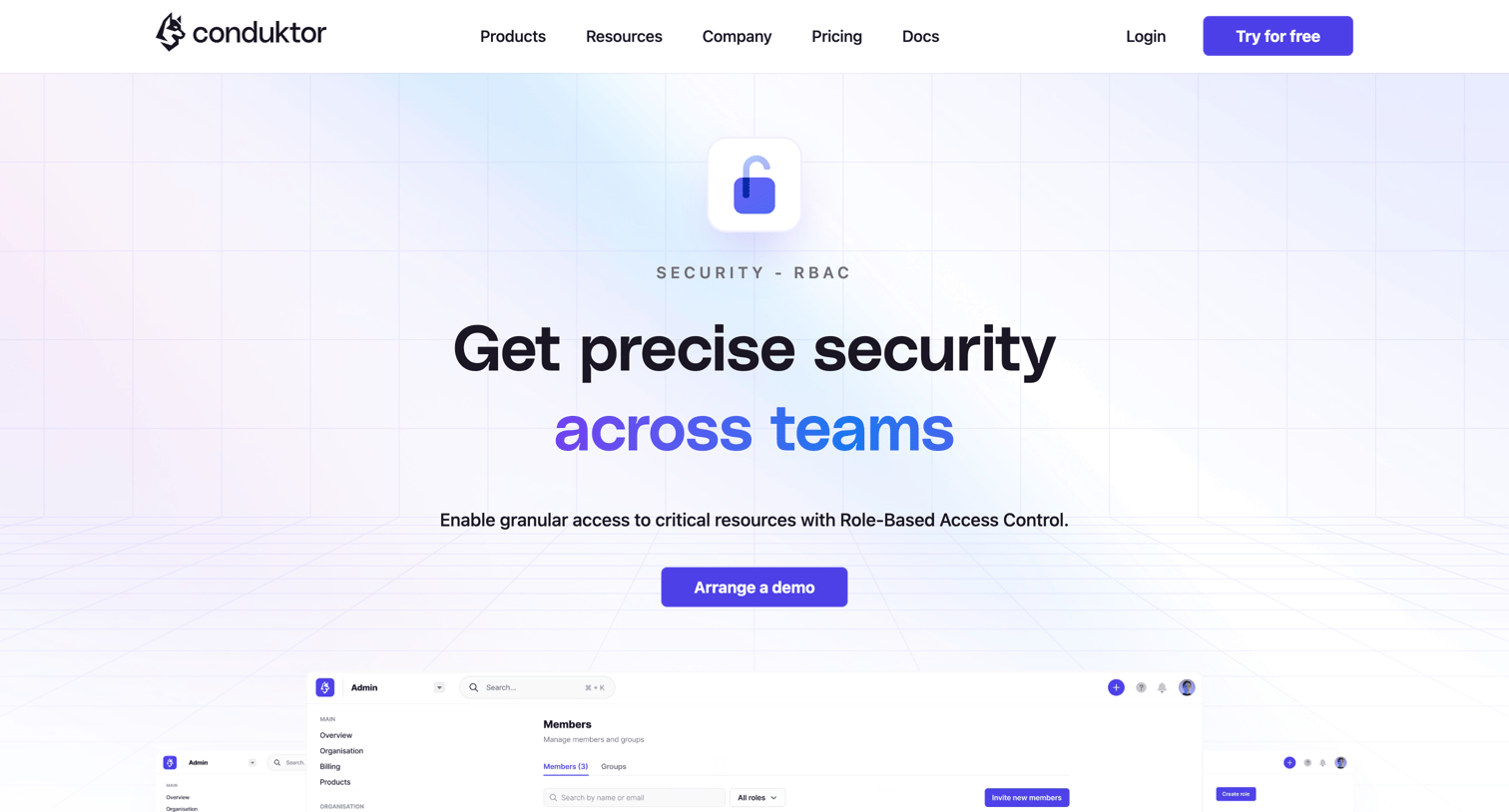 Conduktor - Conduktor RBAC | The Apache Kafka Platform screen