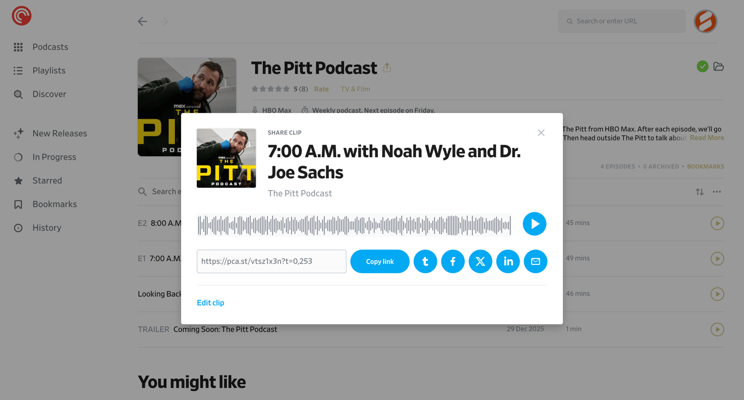 Pocket Casts - The Pitt Podcast - Pocket Casts screen