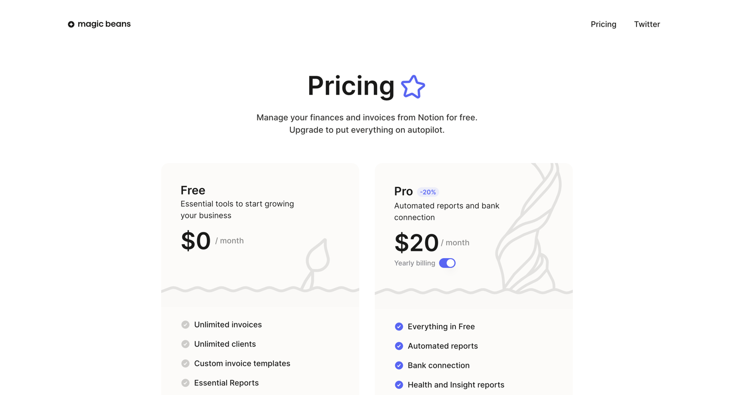 Magic Beans - Run your startup finances from Notion - Magic Beans screen
