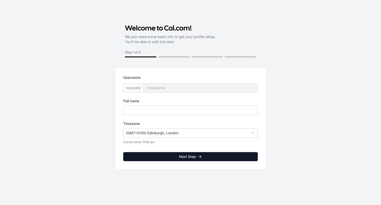 Cal.com - Cal.com - Getting Started screen
