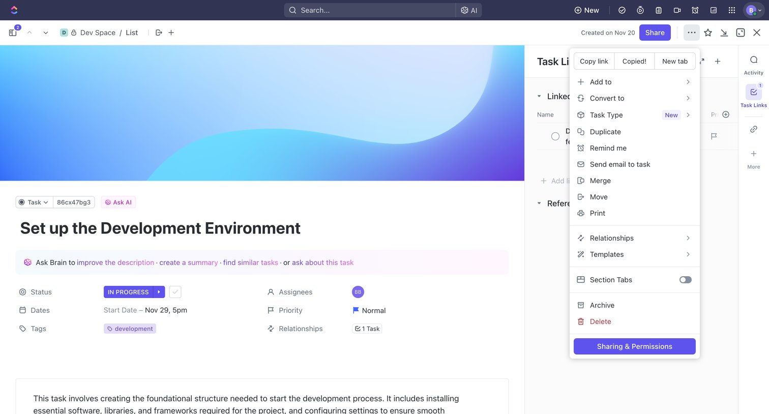 ClickUp - Set up the Development Environment | 86cx47bg3 screen