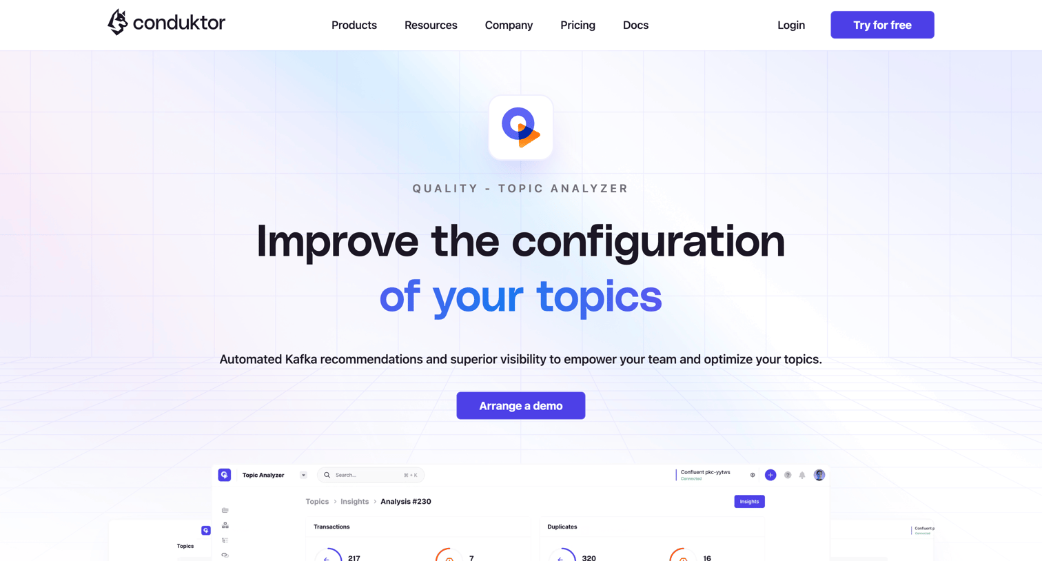 Conduktor - Conduktor Topic Analyzer | The Apache Kafka Platform screen