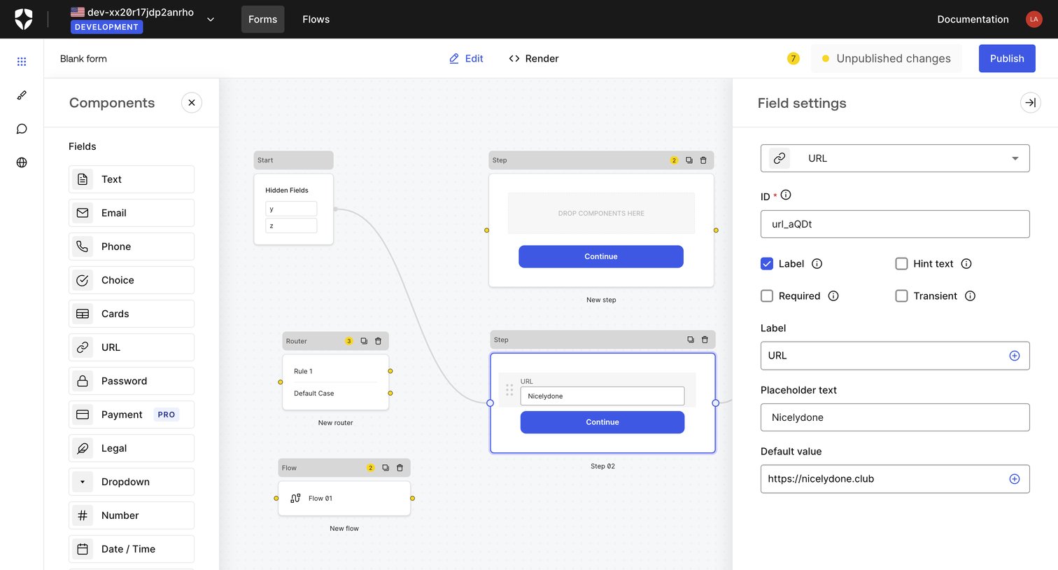 Auth0 - Blank form | Form Editor screen