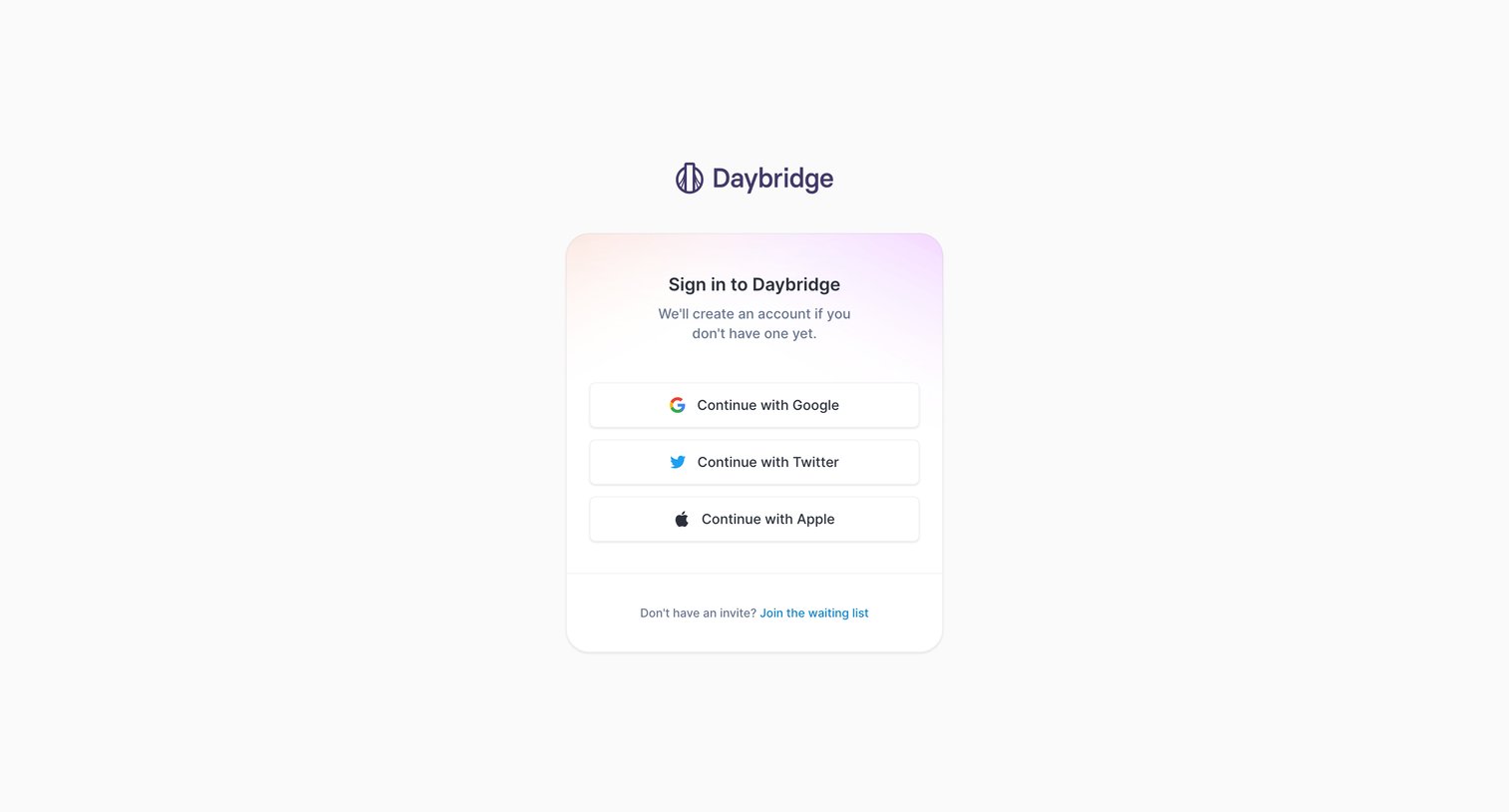 Daybridge screen
