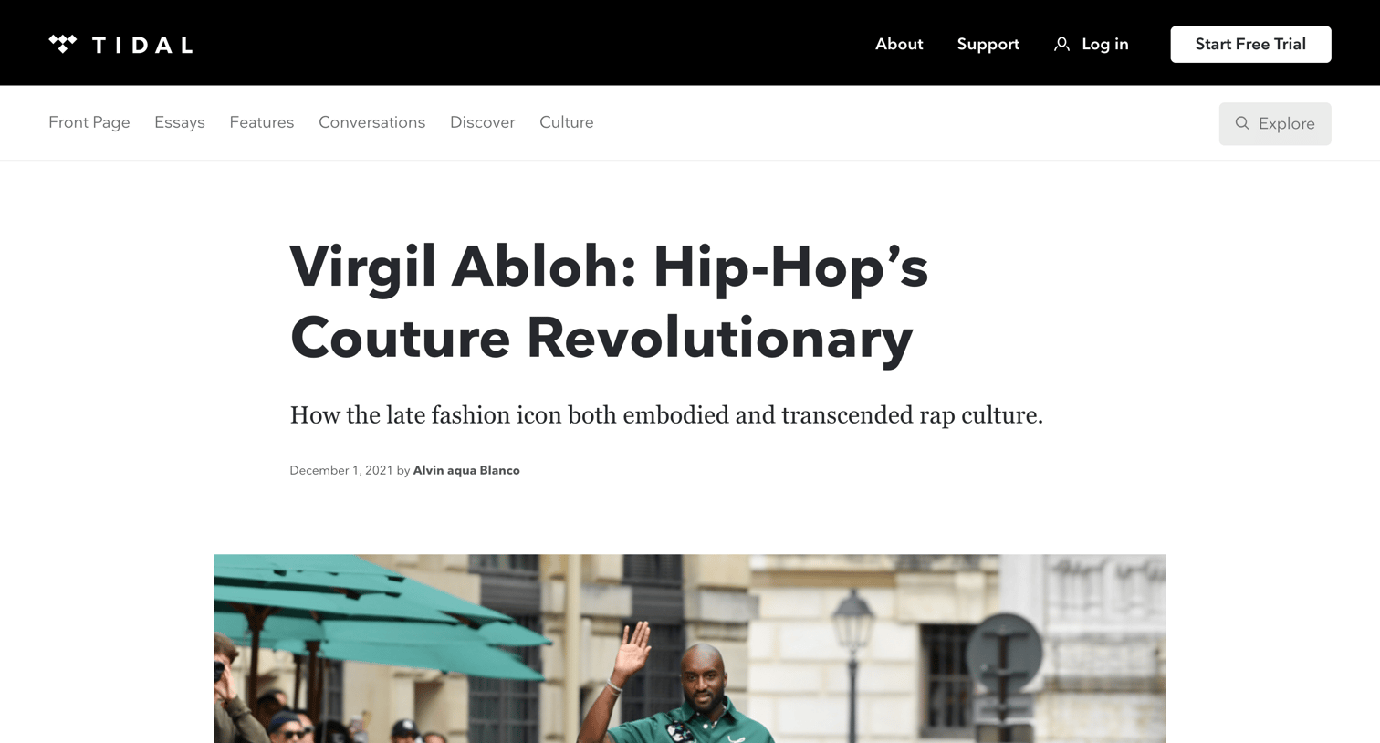 Tidal - Virgil Abloh Hip-Hop’s Couture Revolutionary | TIDAL Magazine screen
