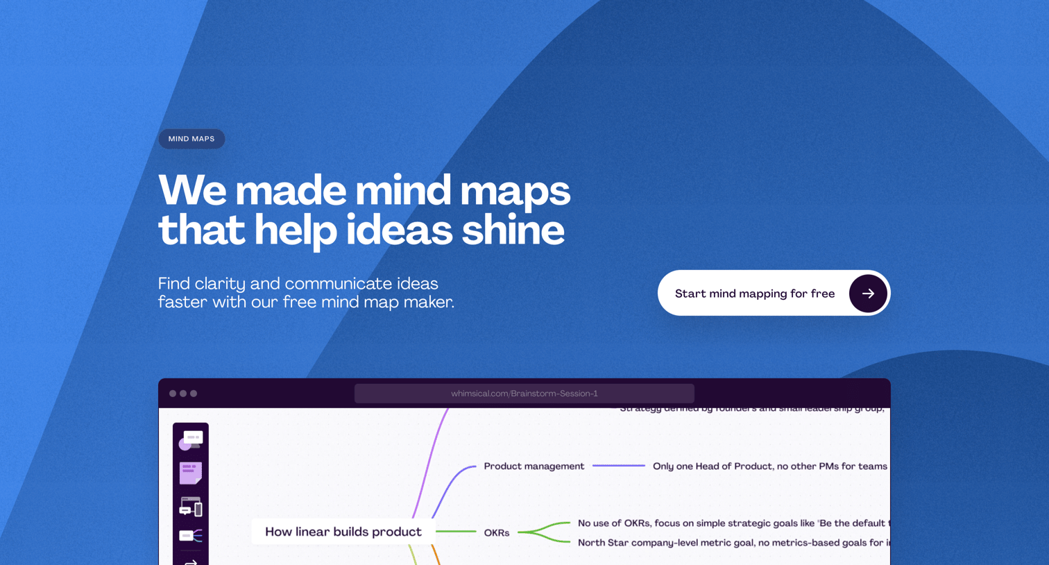 Whimsical - Mind map maker screen