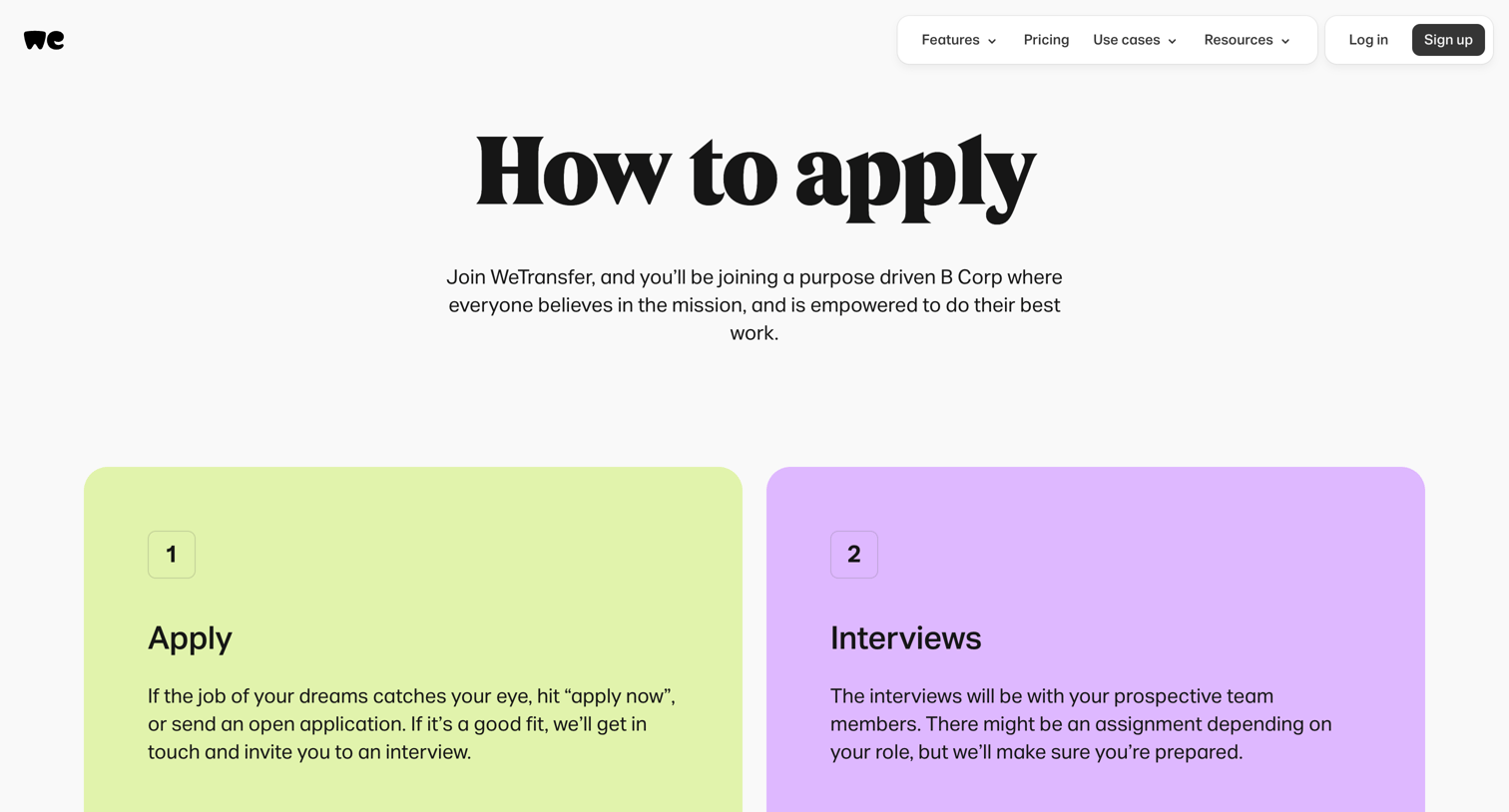 WeTransfer - How to apply screen