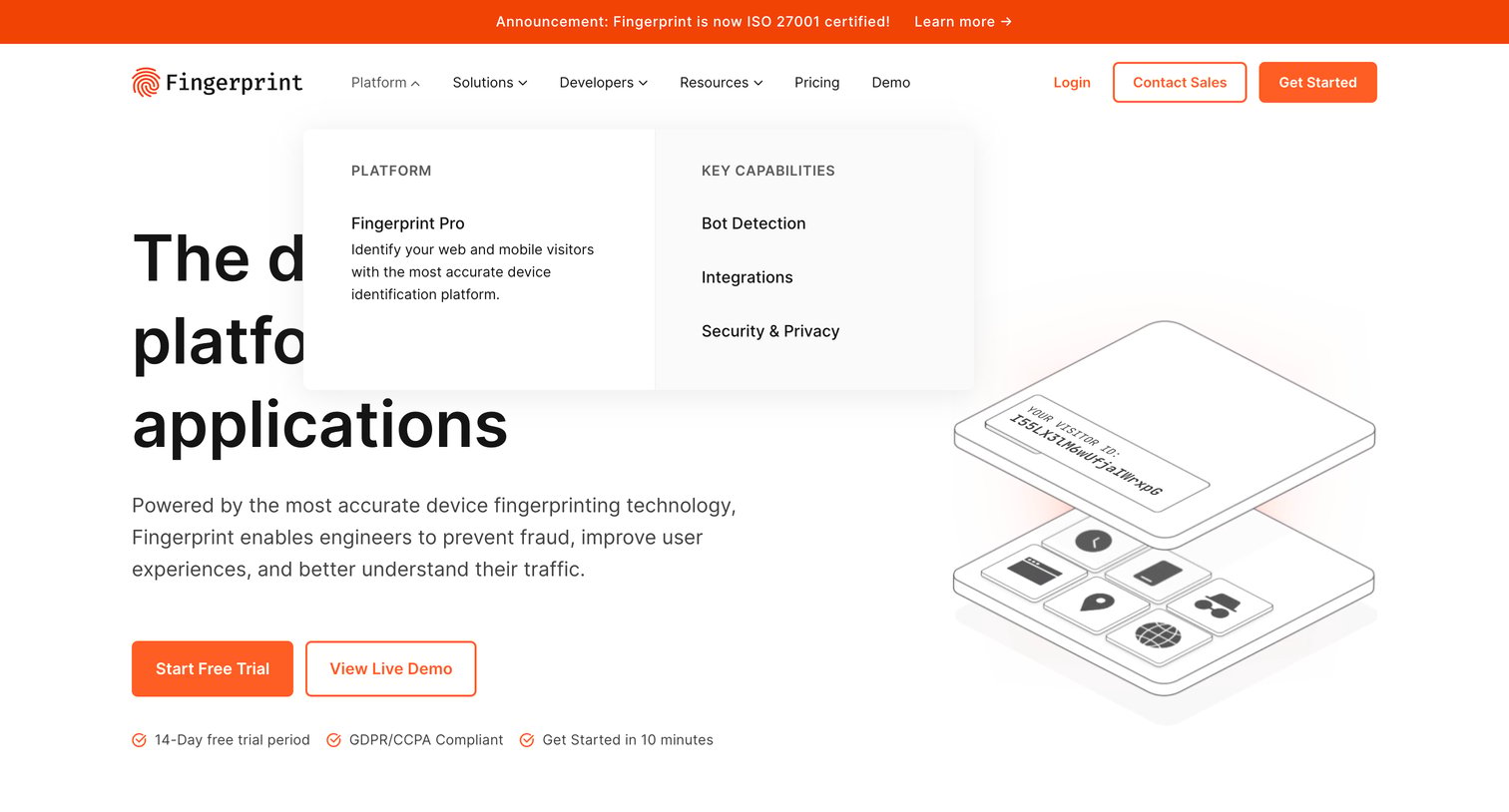 Fingerprint - Fingerprint Pro - Formerly FingerprintJS - Device fingerprinting screen